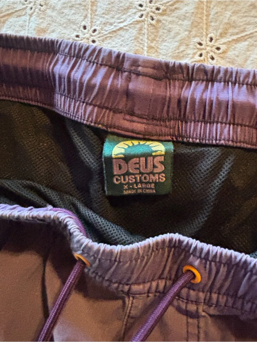 Deus Ex Machina Purple Swim Shorts with Drawstring